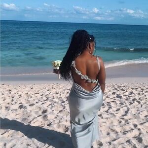 JLUXLABEL Elegant Backless Gray Dress